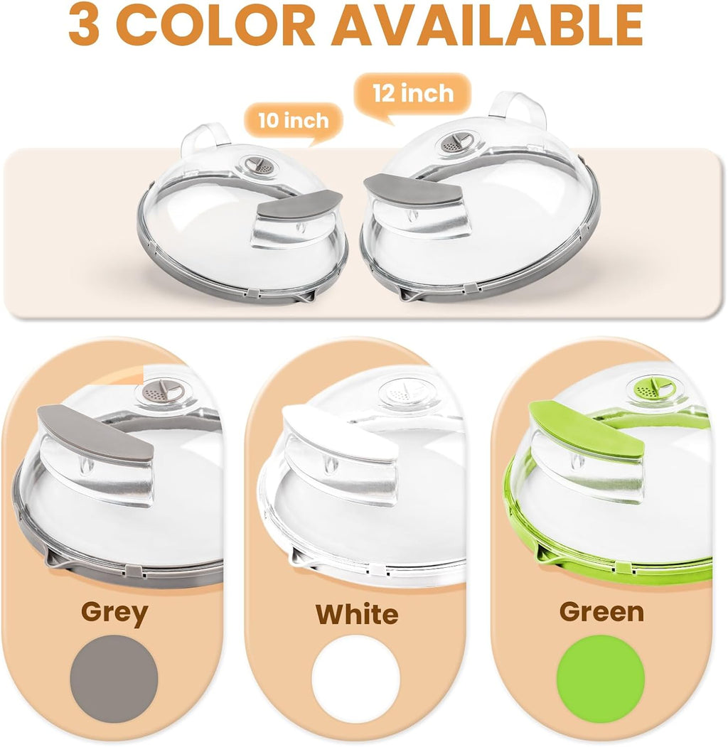 🍽️12" Microwave Food Cover with Steam Vent & Handle