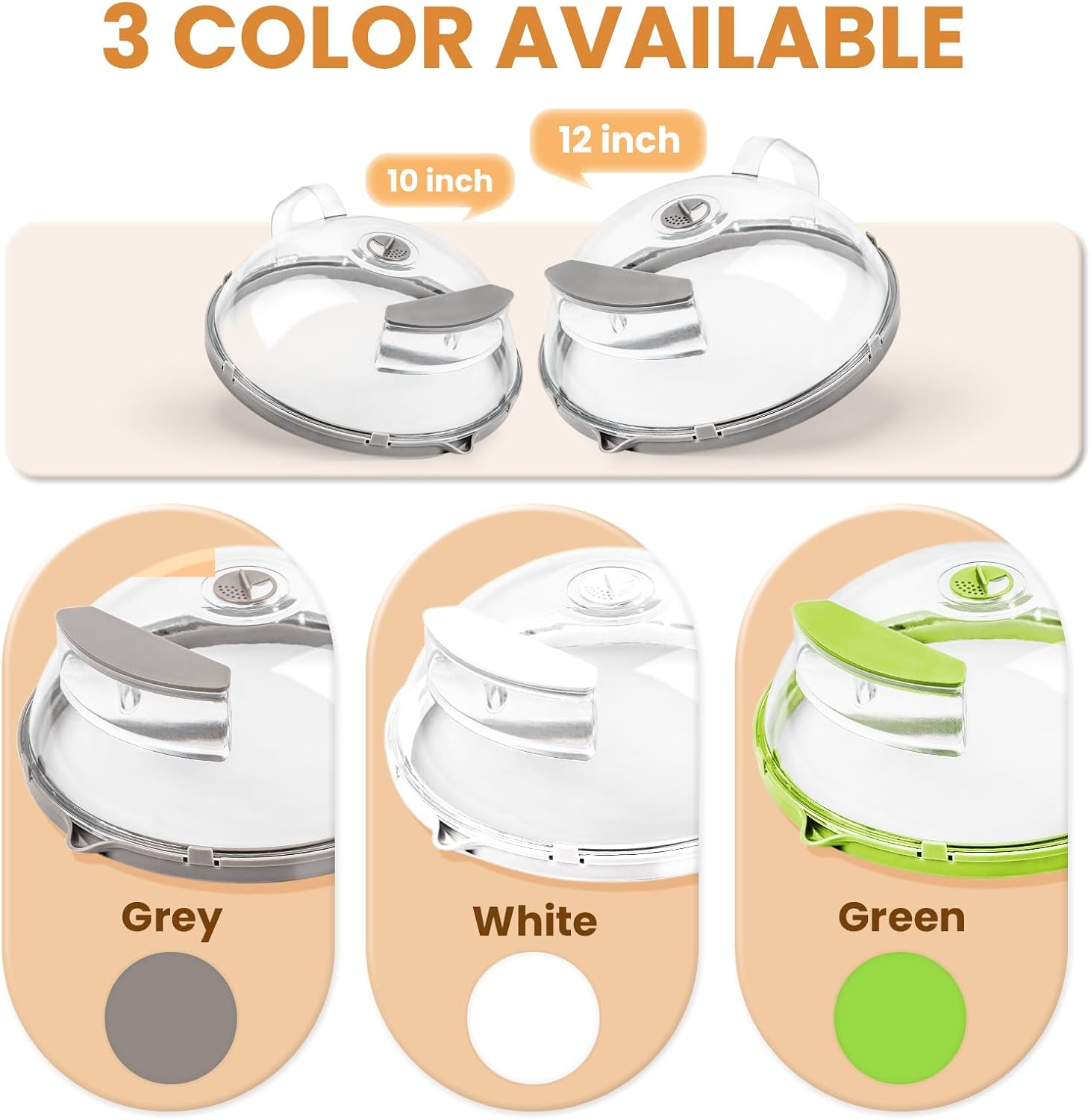 🍽️12" Microwave Food Cover with Steam Vent & Handle