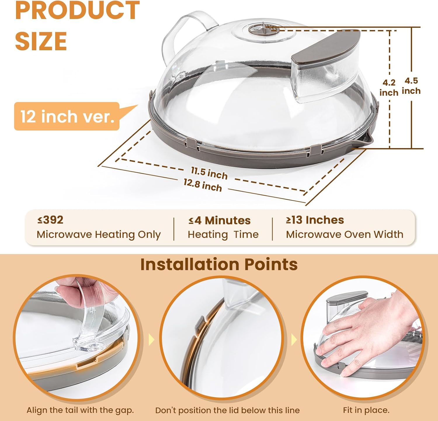 🍽️12" Microwave Food Cover with Steam Vent & Handle