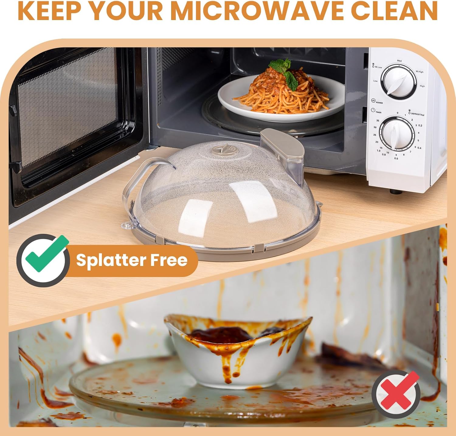 🍽️12" Microwave Food Cover with Steam Vent & Handle