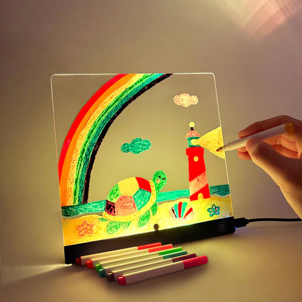 4-Color LED Acrylic Drawing Night Light – USB Erasable Creative Lamp for Kids